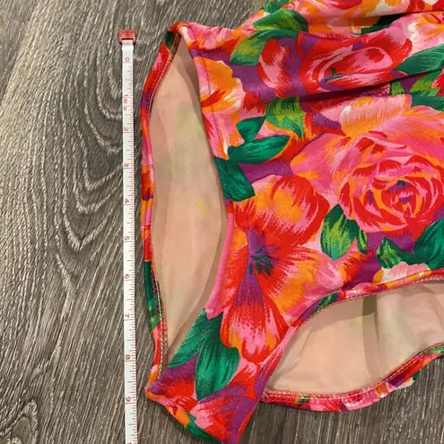 One Piece Vintage 90s swimsuit floral bright tropical slimming Small