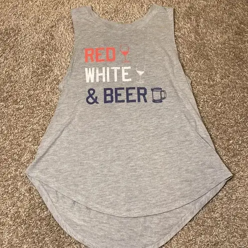 Patriotic Red White And Beer Tank Top Gray