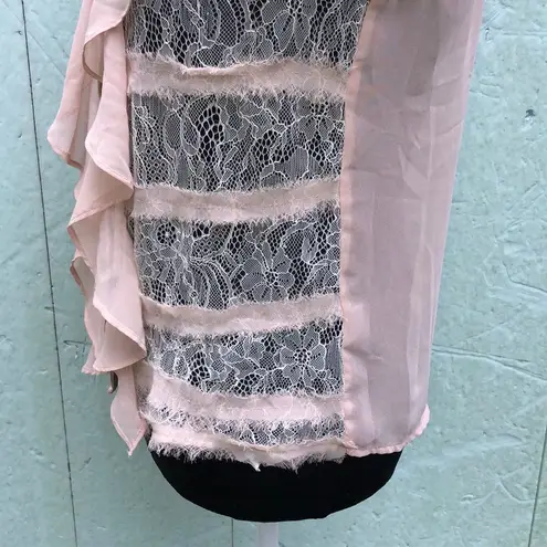 Jealous Tomato Sheer Lace Button Down Top S