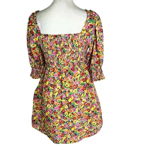 Rixo X Target Floral Smocked Swiss Dot Mini Dress with Pockets Size S Red