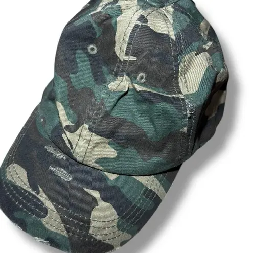 Kbethos Vintage Hat Cap Camo Distressed Green Adjustable Womens