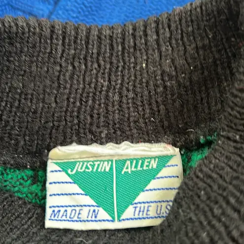 Vintage 80s Justin Allen Acrylic Colorful Sweater Size M