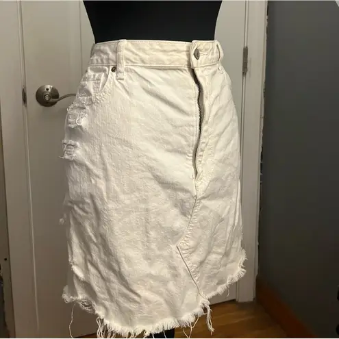 Abercrombie & Fitch  distressed vintage mini skirt white denim - Image 3
