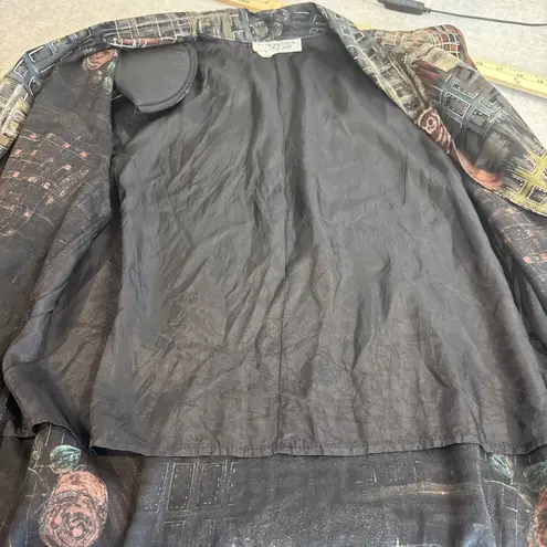 Vintage 80s Kensington Square Blazer Womens XL Black Grunge Dark Romantic