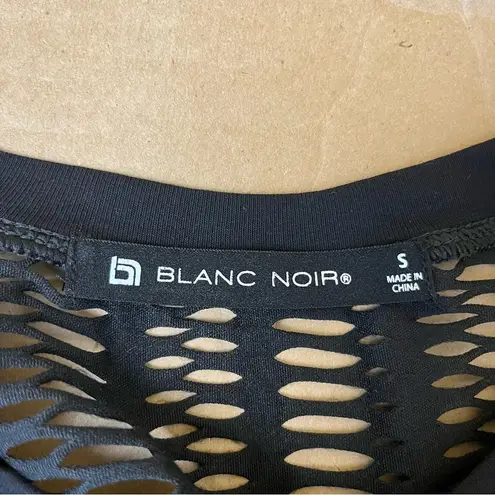 Blanc Noir Linear Mesh Top Long Sleeve in Black