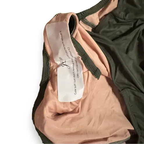 J.Crew Ruched Square Neck One Piece Swimsuit in Safari Green Sz 22 NEW