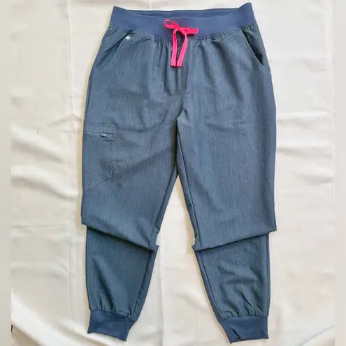 Figs High Waisted Zamora Jogger Scrub Pants Heather Denim Size L/P EUC! Gray - Image 9