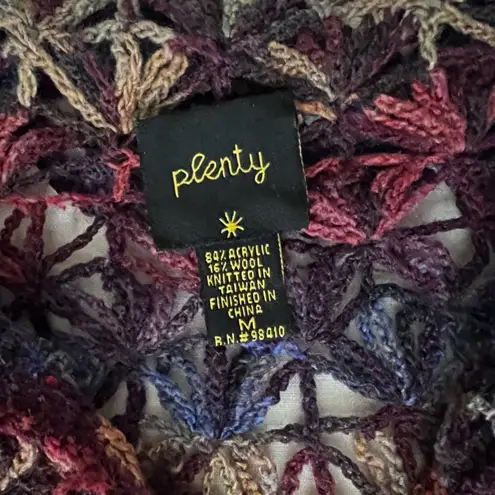 Vintage Colorful Gradient Crochet Open Knit Long Sleeve Sweater Y2K 70s