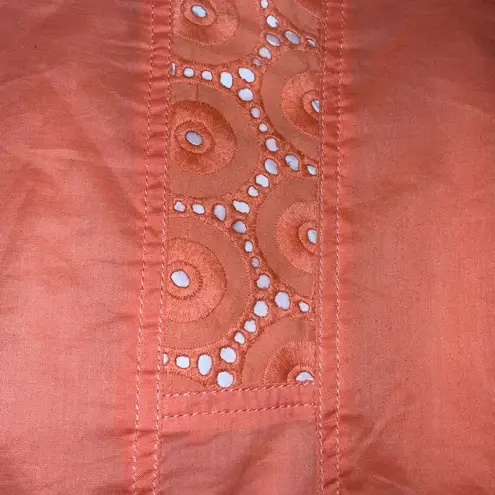 draper's & damon's Draper’s & Damon’s Orange Eyelet Grandmacore Country 3/4 Sleeve Cotton Jacket S