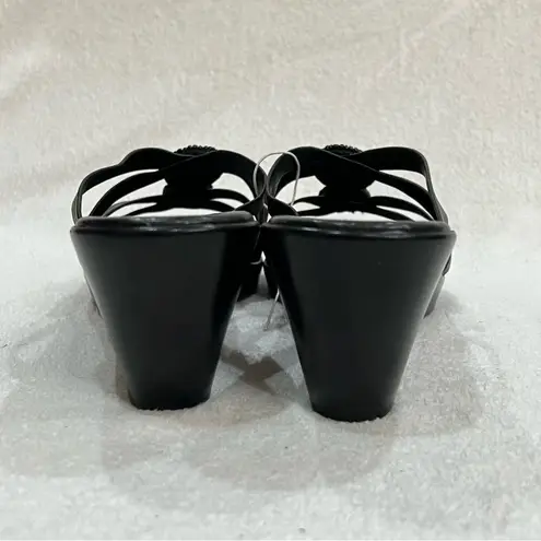 Italian Shoemakers Whitney Black Embellished Wedge Sandal Sz 10