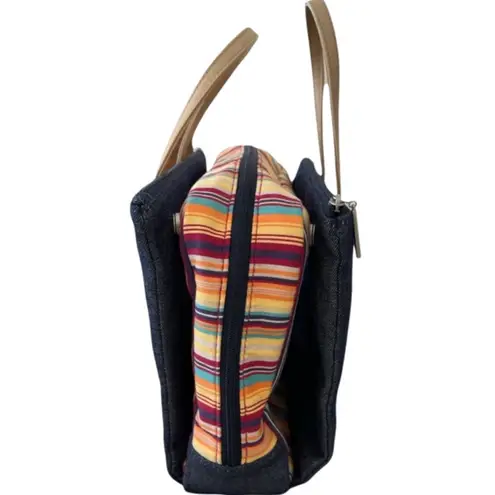 Bath & Body Works Multicolor Striped Toiletries Makeup Travel Tote 11”