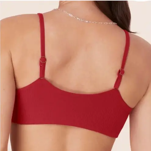 ANDIE x Mindy Bikini Set Maui Top Rib Swimsuit Flame Red size small NWT