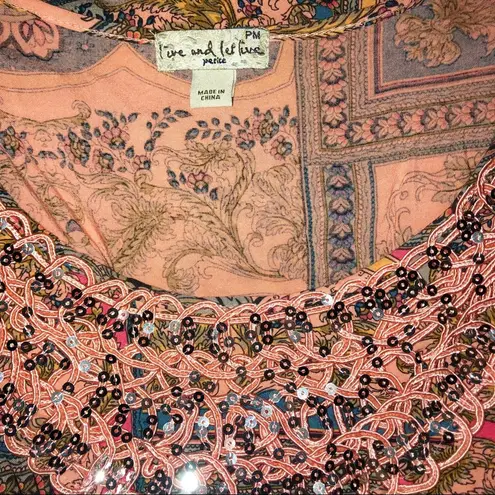 Live and let live Blouse boho floral glam sequin top