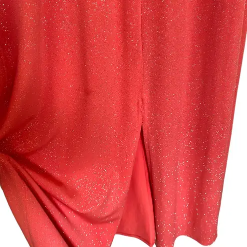 Enfocus Studio Enfocus Petite Pink Sparkle Beaded High Neck Key Hole Maxi Formal Dress Size 8