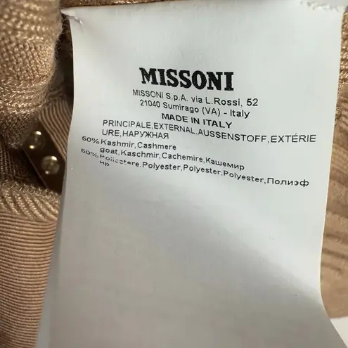 Missoni Tan Cashmere Ribbed Knit Toggle Front Cardigan Sweater Small