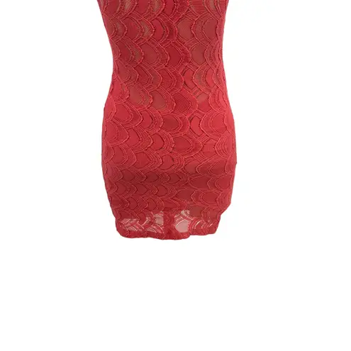 Nightcap Victorian Deep V Pencil Dress Body Mini Lace Dusty Coral Size 1 XS