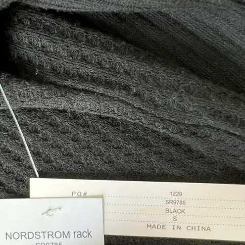 Sweet Romeo NWT Black Waffle Knit Ribbed Button Henley Long Sleeve Top Small