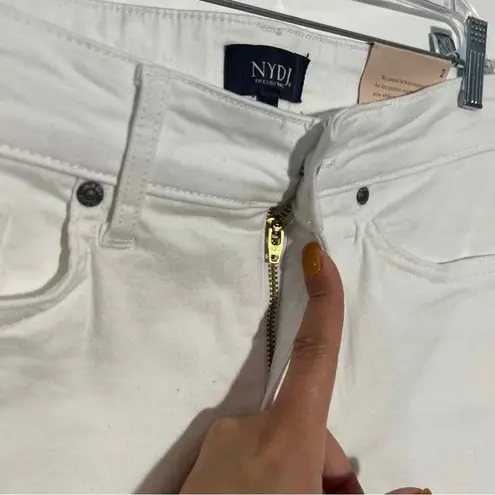 NYDJ White Ella Shorts with Sideseam Slits in Optic White Size 2