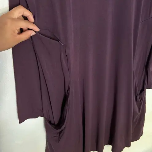 Betabrand Long Sleeve Pocket Dress Women’s Size L Burgundy Plum Work Casual