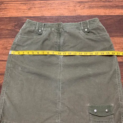 Talbots Corduroy Mini Pencil Skirt Womens Sz 12 Olive Green Pockets