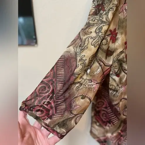 Vintage R & M Collection Sheer Puff Sleeve Floral Blazer Jacket 16 Purple