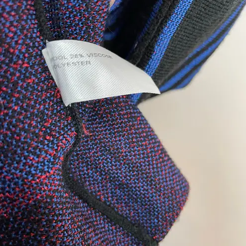 Carolina Herrera Black Blue Stripe Sweater Knit Dress Sleeveless Wool Blend S