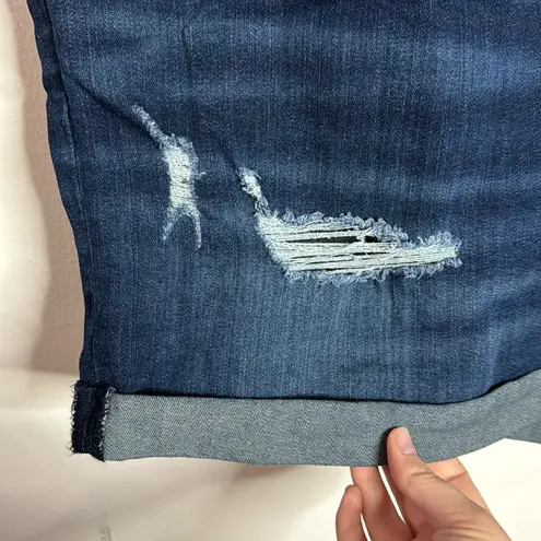 Universal Threads Universal thread plus high rise midi dark wash distressed cuffed shorts size 24W