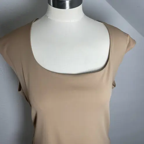 EXPRESS ‎ Body Contour Bodysuit XL Camel Tan Square Neck Sleeveless Top NWT Fall