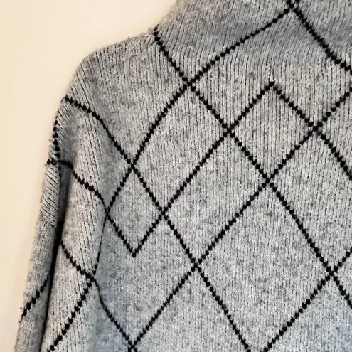 Christian Siriano New York Women Black Gray Turtleneck Sweater M Diamond Wool Bl Size M