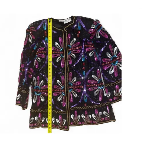 Judith Ann Plus Black Sequin Beaded Jacket 1X Formal Party Evening Coat