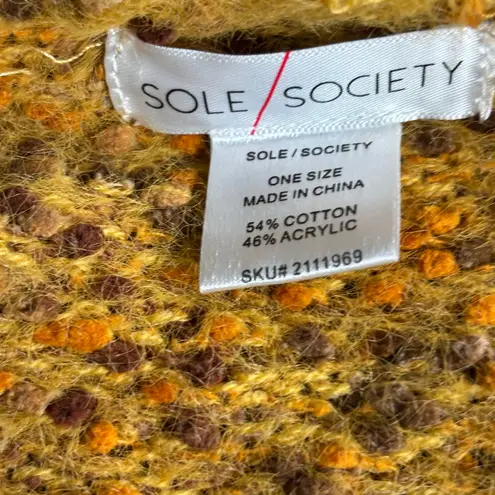 Sole Society Mustard Yellow Speckled Knit Open Front Short Sleeve Poncho Wrap