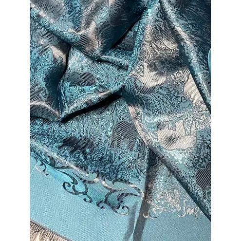 Thai Silk Elephant Soft Shawl Scarf Wrap Blue