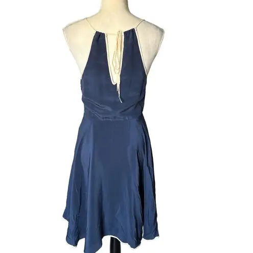 Girls From Savoy Mini Dress Size FOUR Dark Blue Halter Neck Flared Boho Chic