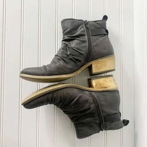 Baretraps Pennie Womens 9M Charcoal Zip Ankle Boot Bare Traps Booties Ruched