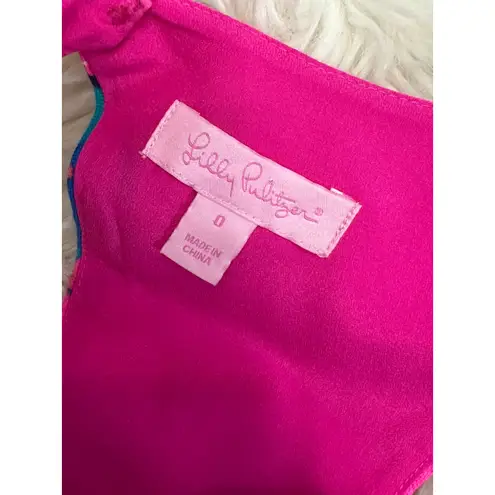 Lilly Pulitzer ‎ Kirkland Mambo Pink Floral Mini Dress Size 0 Back Cutout Preppy