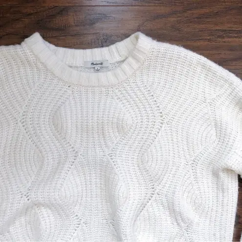 Madewell  • Everett Rib-Play Pullover Sweater cream chunky cable knit alpaca