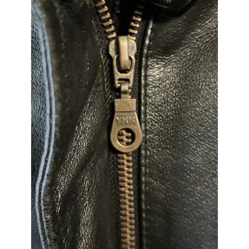 In Style Jacket Womens Large Genuine Leather Faux Fur Lined Winter Coat Zip Black