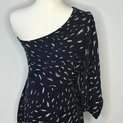 IRO Akubra One Sleeve Black Printed Crepe Mini Dress FR 38/US 6