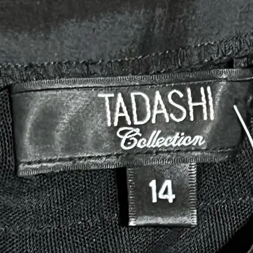 Tadashi Shoji Tadashi Collection Taffeta Rossetti Tiered Cap Sleeve Top in Black, Size 14