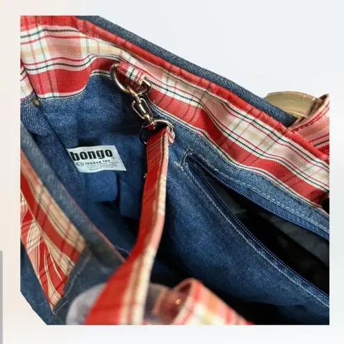 Bongo  Y2k retro red, blue, and white denim plaid cherry picnic bag 🧺