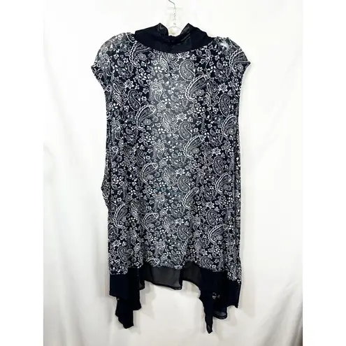 Catherines Plus Size 5X Shrug Navy Blue White Paisley Mesh Duster 1795