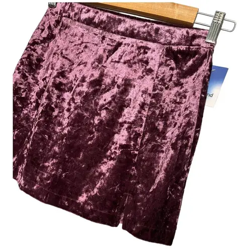 Abound New Nordstrom  Crushed Velvet Velour Mini Retro 90s Y2K Skirt Burgundy XS