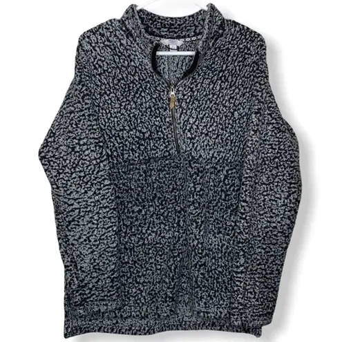 Time & Tru Gray & black speckled Sherpa quarter zip pull over sweatshirt