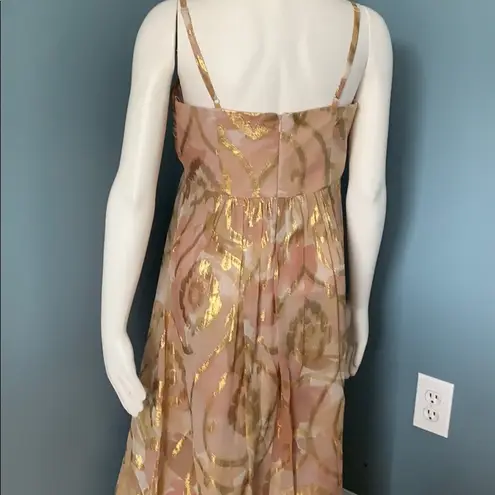 Oleg Cassini  Metallic Foil Chiffon Maxi Dress - 8