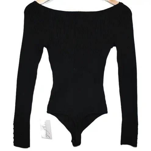 Abercrombie & Fitch Womens  Black Ribbed Knit V-Neck Long Sleeve Bodysuit Size XS - Image 2
