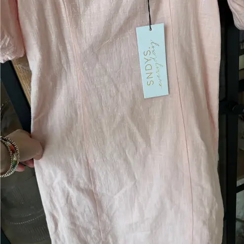 Petal and Pup NEW Sndys tuscany mini dress peachy baby pink puff sleeves cotton