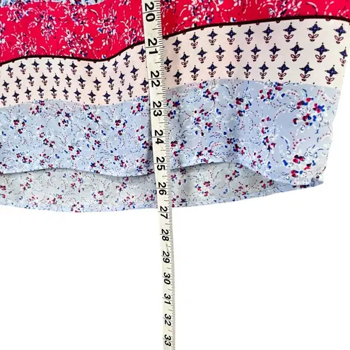 Saint Tropez West St Tropez West Tank Top Womens M Blue Red Paisley Floral Split Neck Summer Boho