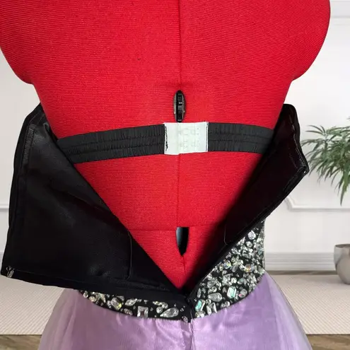 Night Moves by Allure Lilac and Black Jewel Embellished Evening Prom Gown Size 8