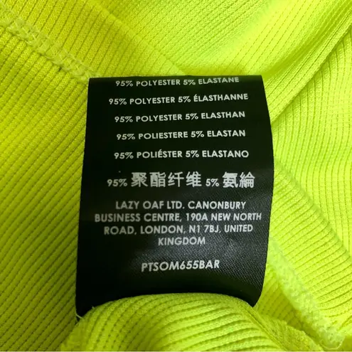 Lazy Oaf Cropped T-Shirt Baby Tee Crop Top Highlighter Neon Yellow Brat Summer 8