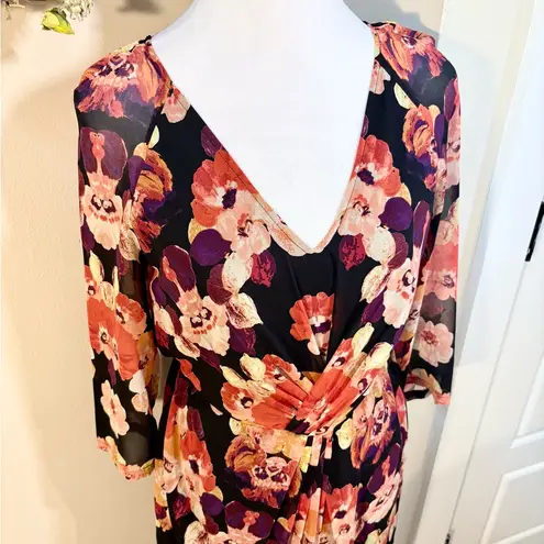 Broadway & Broome Floral Gathered Waist Dress V
